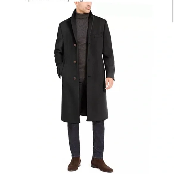 Ralph Lauren Cashmere Classic Dresscoat - CHAPS Sz 44 L Charcoal GUC - Picture 1 of 10